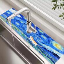 1pc Cute Cats Kitchen Sink Faucet Mat, Quick Drying Splash Guard,Absorbent Rubber,Durable Protector For Kitchen And Bathroom, Fits Faucets With Diameters Under 6cm, 14.96*5.5in,Aesthetics Design