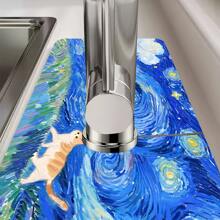 1pc Cute Cats Kitchen Sink Faucet Mat, Quick Drying Splash Guard,Absorbent Rubber,Durable Protector For Kitchen And Bathroom, Fits Faucets With Diameters Under 6cm, 14.96*5.5in,Aesthetics Design