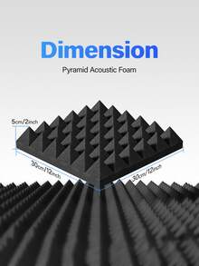 ODEK PRETTY 12/24 件 - 隔音板（12x12x2 英寸） - 适用于工作室和音乐室的金字塔声学泡沫墙板 - 快速恢复吸音泡沫垫（黑色/白色/灰色/紫色） - 彩色 - 查看 3