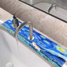 1pc Cute Cats Kitchen Sink Faucet Mat, Quick Drying Splash Guard,Absorbent Rubber,Durable Protector For Kitchen And Bathroom, Fits Faucets With Diameters Under 6cm, 14.96*5.5in,Aesthetics Design