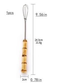 Mini Stainless Steel Whisk, Egg Beater, Small Mixer, 20cm With Wooden Handle For Stirring, Beating, Blending Ingredients, Mixing Sauces