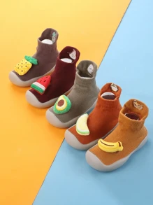 1 Pair Cartoon Fruit Series Baby Anti-Slip Indoor Socks, Toddler Boys Girls Socks