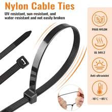 100pcs Cable Ties Black, 100/150/200/250mm Premium Nylon Cable Ties, Heavy Duty Zip Ties Secure Self-Locking Mechanism, For Home, Garden, Office And DIY