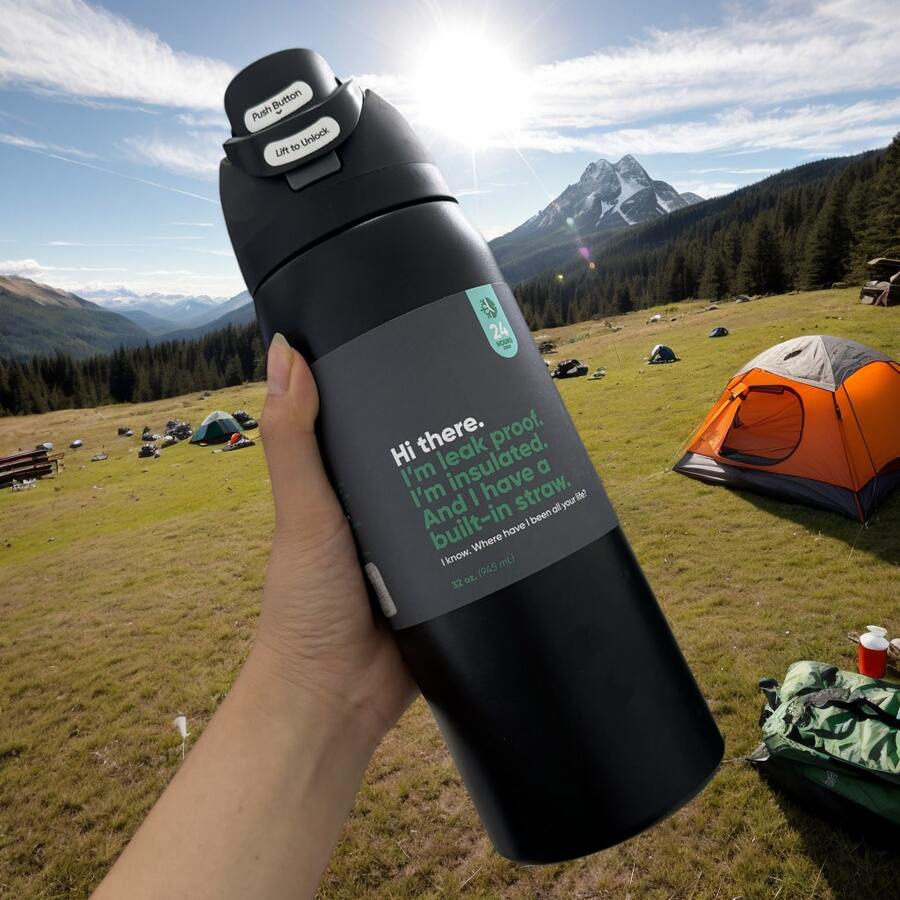 Owall'a 32oz Stainless Steel Insulated Cup, Cold Cup, Special Car Cup, Coffee Cup - 黑色 - 查看 1