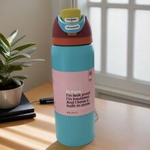 0-Walla 32oz/945ml Stainless Steel Insulated Travel Cup Double Drinking Ports Prevent Leakage, Keep Warm Or Cool, Multiple Colors Available, Energetic Hydration Without Burden, Suitable For Sports/Commuting/Daily Use - Màu xanh lam - Xem 3