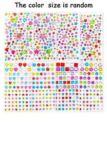 971pcs Crafts Gem Stickers Rhinestones For Crafts, DIY Decoration, Acrylic Bling Self Adhesive Rhinestone Jewel Stickers, Cute Star Heart Round Small Stickers For Women Adults, For Face Eye Body Makeup, Wrapping,Birthdays,Holidays,Back To School,School & Office Supplies - Multicolor - View 13