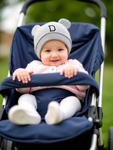 1 pezzo Cappellino da neonato con orecchie di orsetto e 26 lettere, berretto morbido per bambine e bambini in colore unito, copricapo per bambini piccoli, ideale per foto neonati 0-3 mesi