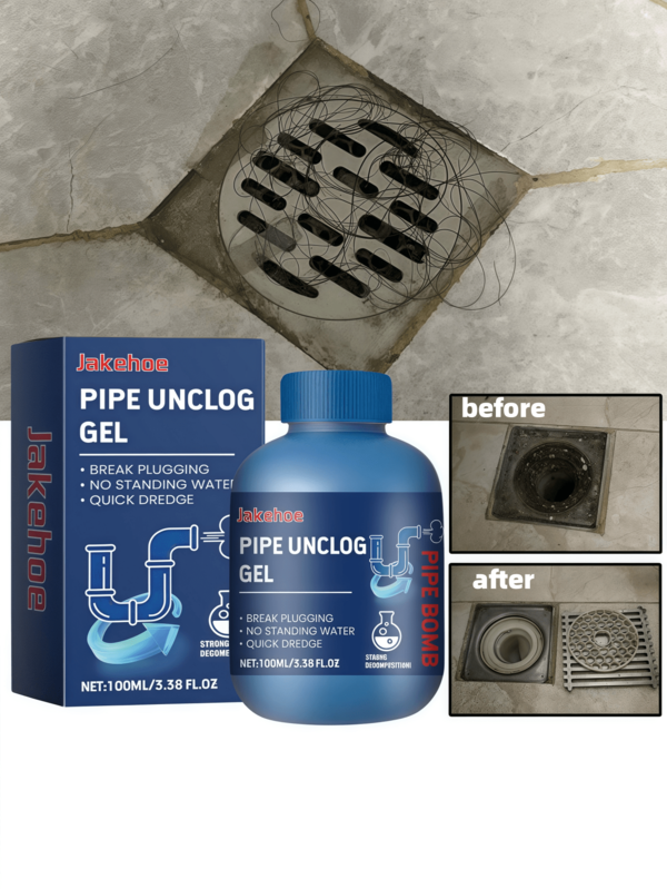 jakehoe Drain Unblocker, Multi-Purpose Pipe Cleaning Agent To Dissolve And Unblock Clogged Drains For Better Water Flow