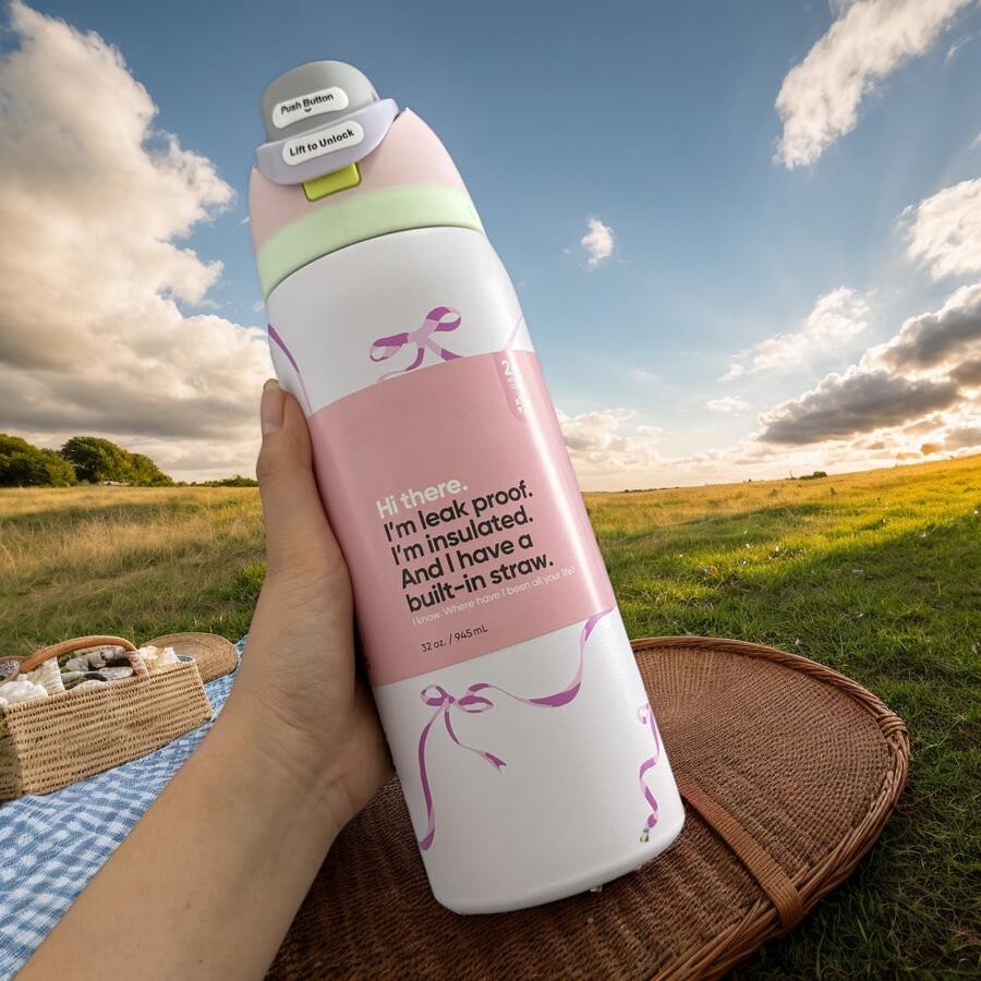 0walla' Stainless Steel Insulation Cup 32oz, 945 Ml, Storage Time For More Than 24 Hours, Can Isolate Cold Water, Frozen Beverages, Beautiful Appearance, Exquisite Workmanship, Suitable For Camping, Working, Indoor Use. - 淺粉色 - 查看 1