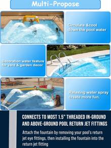 1Pc Versatile Pool Fountain With Adjustable 2-In-1 Spray Nozzle - High-Pressure Waterfall & Cooling Sprinkler For Above And In-Ground Pools, Durable PVC Outdoor Garden Feature,For Pool, Swimming Pool Spa Water Fountain, Pool,Pool Accessories,Swimming Pool,Pool Stuff,Picinas,No Electricity/Battery Required