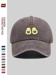 1 Coppia di cappellini da baseball regolabili con stampa di avocado, design alla moda unisex, cappelli urbani comodi e traspiranti, adatti per coppie, uso all'aperto, quotidiano, multistaigione, regalo per famiglia, amici, partner
