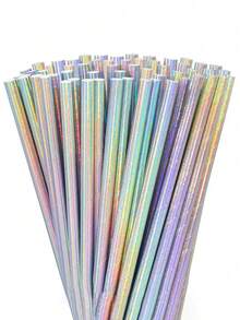 10-100pcs/Pack Colorful Paper Straws, Glitter Straws, Elegant Straws, Suitable For Juice, Milkshake, Birthday, Wedding, Baby Shower, Decoration, Mermaid Theme Party, Event Supplies - Multicolor - View 4