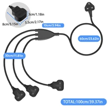 LIPWEL LIPWEL UK Plug 1 With 3 Socket Power Supply, 3 Ways Power Extension Cord, Heavy Duty 1 To 3 Power Strip, 13A 3250W 100cm/490cm UK 1 To 3 Outlet Extension Cord, PVC Jacket Power Outlet For Home Office Usage Kitchen Usage Black