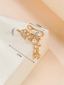 1 Pezzo Anello Finto Per Naso Incantato In Rame Con Decorazioni A Forma Di Diamante Geometrico E Nappa A Perla Finta E Zirconi Cubici Per Donne-fregio Di Lusso Per Appuntamenti