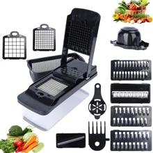 14-In-1 Vegetable Chopper With Stainless Steel Blades - Multi-Functional Onion Chopper, Mandoline Slicer, Food Chopper, Kitchen Tool Set, Essential Kitchen Utensils And Tools