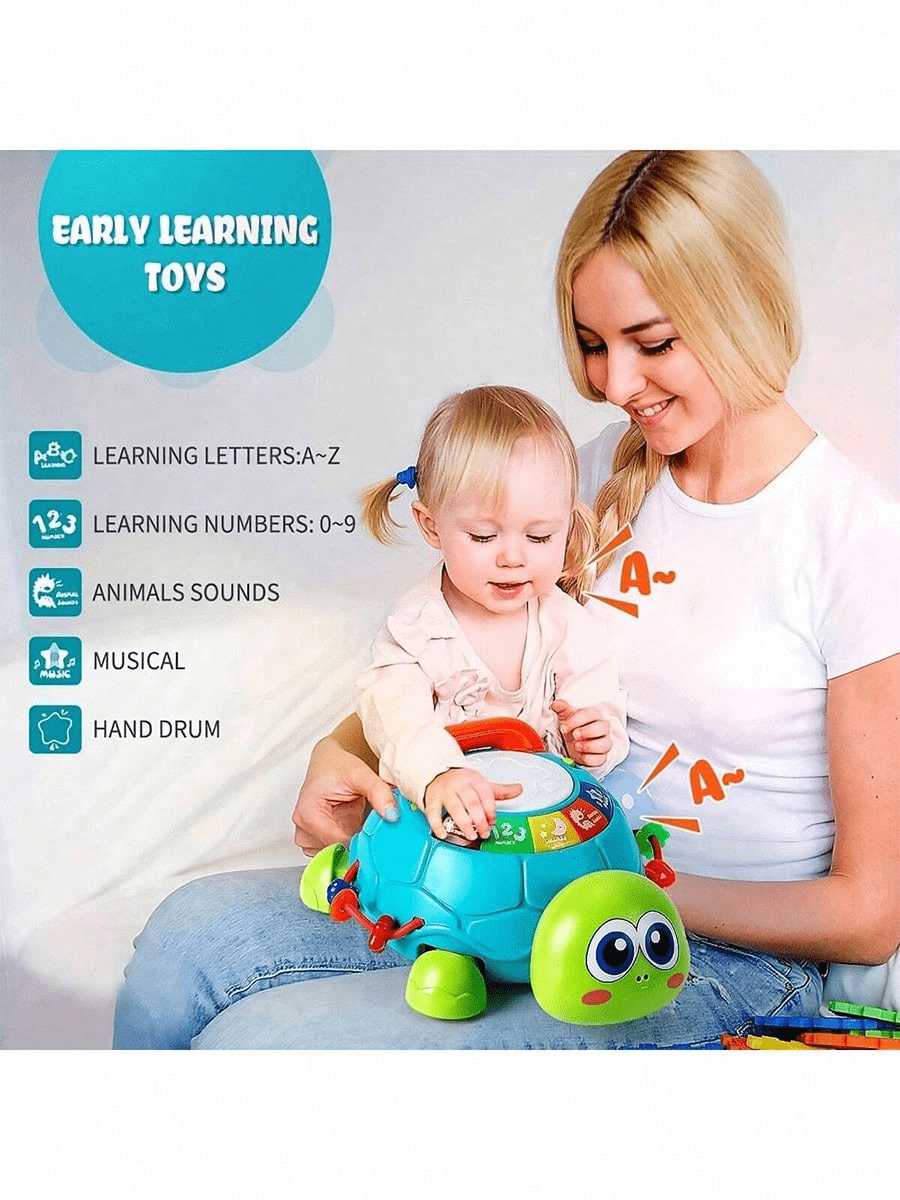 1 Stück Schildkröten Musikspielzeug für frühe Bildung - batterie-freies Krabbel-Spielzeug für Babys und Kleinkinder von 6-18 Monaten - perfektes Geschenk zum ersten Geburtstag zur Entwicklung musikaler Fähigkeiten