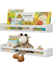 1/3 st - Flytande hyllor i massivt furuträ (enkla att installera), Väggmonterade hyllor/displayställ, Flytande hyllor i vintageträ, Väggmonterade hyllor i trä i rustik stil, Väggmonterade hyllor i lantlig stil, Flytande bokhyllor i massivt trä - Vitt - Visa 9