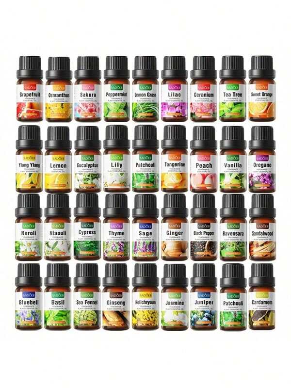 1/3/6Pcs X 10ml Aromatherapy Essential Oils, Up To 40 Scents, Long - Lasting Natural Fresh And Charming Fragrance, Suitable For Rooms, Indoors And Outdoors, Dating, Parties, Gatherings, Vacations, Homes, Offices, Ideal Gifts For Family, Relatives And Friends
