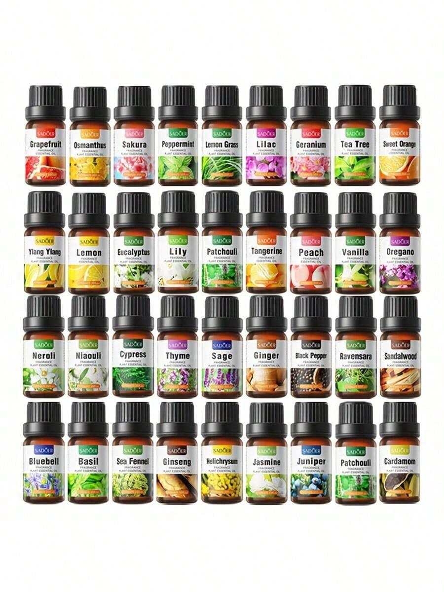 1/3/6 Piezas x 10ml Aceites esenciales de aromaterapia, hasta 40 aromas, fragancia natural duradera, fresca y encantadora, adecuada para habitaciones, interiores y exteriores, citas, fiestas, reuniones, vacaciones, hogares, oficinas, regalos ideales para familiares y amigos