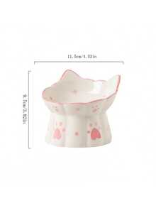 PETSIN 1 件陶瓷寵物碗可愛多功能貓碗防傾翻餵水貓碗斜口易於清潔貓碗寵物餐具