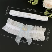 1 set de jarretière de mariage avec nœud en ruban bleu, jarretière d'amour de mariée, décoration de jambe, cadeau de mariage, convient pour n'importe quel mariage
