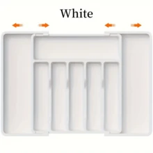 1 件可扩展抽屉整理器 - 可调节塑料餐具托盘，用于厨房、餐具、刀叉、勺子、刀子存放 - 彩色 - 查看 8