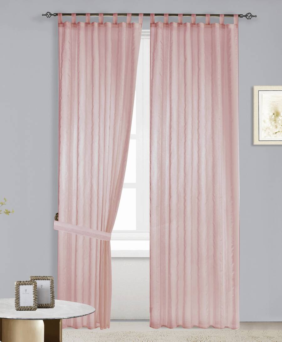 Transparent Curtain With Fine Stripes (1 Piece), Size 140*260 Cm, Lightweight And Breathable, Decorated With Silver Threads, Soft Light Incidence, Suitable For Living Room, Bedroom, Balcony And Other Living Areas - 粉色 - 查看 1