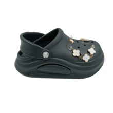 Sandalia Plataforma Chunky 6 cm Pines Bonitos Dama Mujer Chancla Ligera - Negro - Ver 3