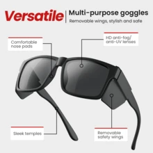 Anti-Fog Protective Goggles, Cleaning Scratch-Resistant UV400 Protective Goggles, Impact-Resistant Safety Glasses, High-Definition Anti-Fog Protective Goggles, Eye Protection For Men And Women, Can Be Used As Sunglasses - Black - View 4