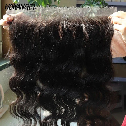 WOWANGEL 14-22 Inch Water Wave Remy Human Hair Lace Frontal (For Women Only) 13x4 Lace Frontal (Transparent Lace Frontal Only, Real Hair, High Definition Lace, Pre-Plucked)