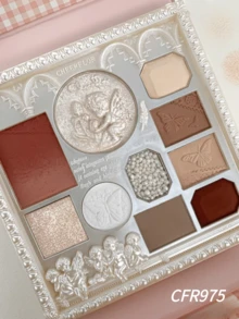 CHEERFLOR 浮雕彩妆盘，哑光闪光粉眼影盘，显色度高，持久亮泽闪光眼影，轻盈、顺滑，带镜子、荧光笔轮廓腮红粉一体式彩妆盘 - CFR975 - 查看 5