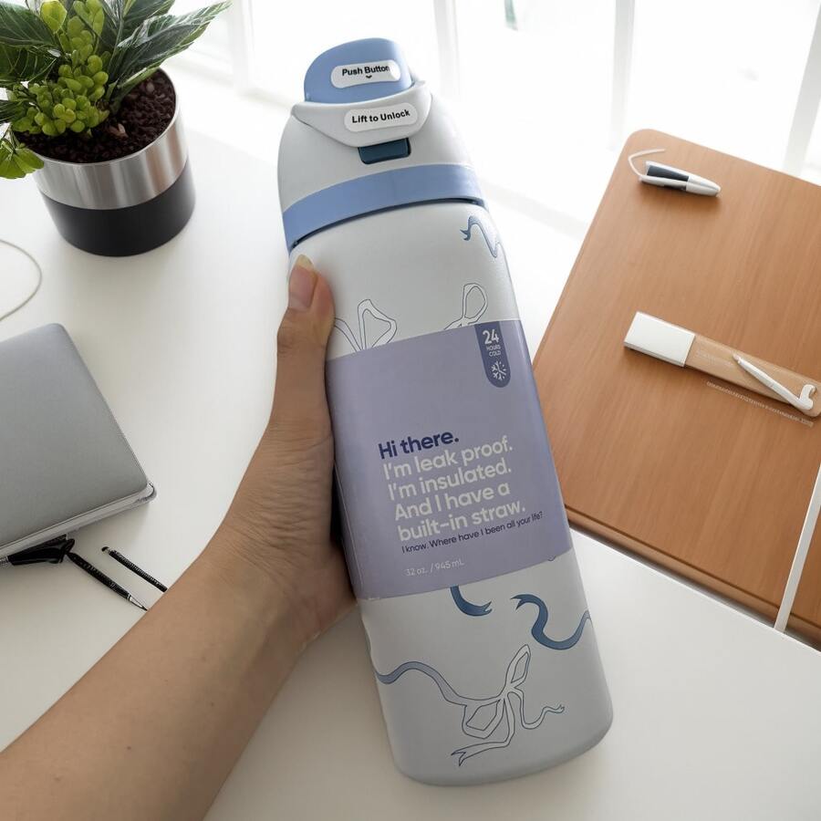 0walla' Stainless Steel Insulation Cup 32oz, 945 Ml, Storage Time For More Than 24 Hours, Can Isolate Cold Water, Frozen Beverages, Beautiful Appearance, Exquisite Workmanship, Suitable For Camping, Working, Indoor Use. - Baby Blue - View 1