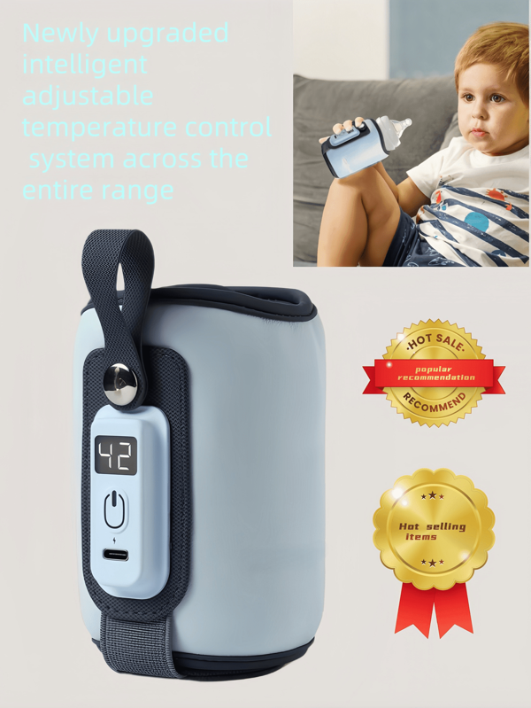 Portable Bottle Warmer, USB Powered With Temperature Display, Fast Heating, No Water Milk Heating, Comfortable Feeding Anytime Anywhere