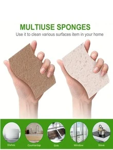 1/6/12 件装天然厨房海绵纤维素和椰子刷子适用于洗碗家用清洁海绵白色 - 彩色 - 查看 2