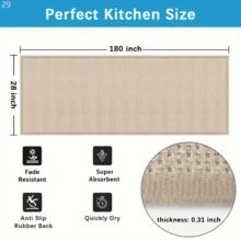Entrega local - [Alfombra de Yute de 15 pies] Alfombra pasillo de yute natural trenzado GOYLSER de 180"X28", felpudo de goma para entrada, felpudo de piso de entrada color beige - Negro - Ver 2