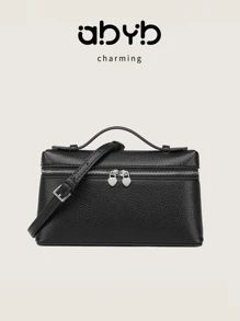 Bolso de mano/bandolera/bolso de hombro minimalista de estilo 2025, bolsa para el almuerzo con diseño de grano de lichis, bolso negro pequeño para el verano