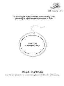 1pc Fashionable S925 Sterling Silver Sparkling Starry Flower Anklet, Jewelry Gift For Women, Elegant & Beautiful Foot Decoration For Daily Wear, Party, Holiday, Comes With Exquisite Gift Box, Suitable For All Seasons - Silver - View 7