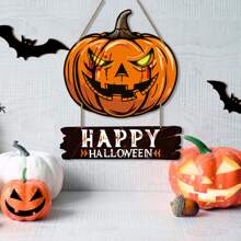 Halloween Horror Pumpkin Happy Halloween Wooden Hanging Bedroom Living Room Wall Decoration Halloween Party Decoration Doorplate Home Decor Halloween Decor Fall Decor Room Decor