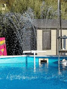 1Pc Versatile Pool Fountain With Adjustable 2-In-1 Spray Nozzle - High-Pressure Waterfall & Cooling Sprinkler For Above And In-Ground Pools, Durable PVC Outdoor Garden Feature,For Pool, Swimming Pool Spa Water Fountain, Pool,Pool Accessories,Swimming Pool,Pool Stuff,Picinas,No Electricity/Battery Required
