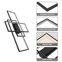 OYAJIA LED Deckenleuchte 90CM, Deckenlampe Wohnzimmer Black, 3000K-6000K Dimmbar Rechteckige Wohnzimmerlampe Aluminium Acryl Schlafzimmer Moderne Lampe Mit Fernbedienung