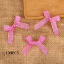 100 Peças Gravatas Borboleta de Poliéster Douradas e Prateadas, Ideais para Casamento, Chá de Panela, Decorações de Festa, Natal, Halloween, Páscoa, Ação de Graças, Embrulho de Presentes Festivos e Acessórios Têxteis Domésticos