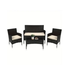 4-Piec Rattan Outdoor Furniture Patio Conversation Set For Backyard, Porch, Poolside W/Coffee Table-Sand - 黃色 - 查看 2