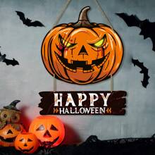 Halloween Horror Pumpkin Happy Halloween Wooden Hanging Bedroom Living Room Wall Decoration Halloween Party Decoration Doorplate Home Decor Halloween Decor Fall Decor Room Decor