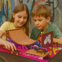 BMX Track And Finger Skate Children's Toy In Pink Adhesive MDF - Dusty Pink - View 1