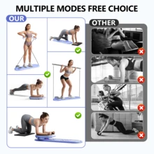 Pilates Reformer Machine, Foldable Pilates Board At Home With Auto Rebound Ab Roller, 6 In1 Multifunctional Abdominal Board Exercise Machine, Full-Body Workout Mini Pilates Board Equipment For Women - Mauve Purple - View 8