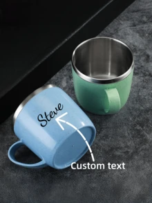 1pc/ Customized Brushing Cup, Made Of Durable Stainless Steel, Double-Layer Design, With Customizable Names, Suitable For Families, Children And Students,Chic Design - Multicolor - View 6