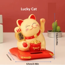 1个迷你2.5英寸/3英寸太阳能招财猫摆件，风水装饰，适用于家居、办公室、汽车、面包店、圣诞节、生日、周年纪念日、婚礼等场合。 - 2.5吋搖手招財貓 - 查看 4