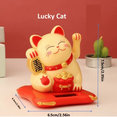 1个迷你2.5英寸/3英寸太阳能招财猫摆件，风水装饰，适用于家居、办公室、汽车、面包店、圣诞节、生日、周年纪念日、婚礼等场合。