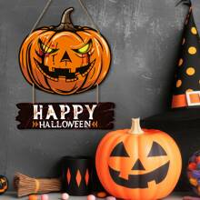 Halloween Horror Pumpkin Happy Halloween Wooden Hanging Bedroom Living Room Wall Decoration Halloween Party Decoration Doorplate Home Decor Halloween Decor Fall Decor Room Decor