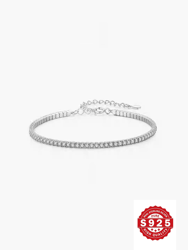 1pc Fashionable Cubic Zirconia 925 Sterling Silver Starry Sky Diamond Bracelet, Elegant & Versatile Stacking Bracelet, Suitable For Women, Daily, Outdoor, Travel, Party, Gift
